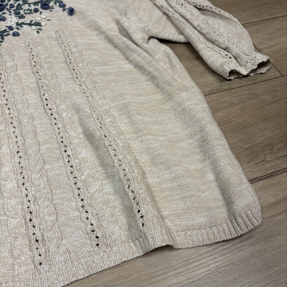 Jacque & KoKo Womens‎ Floral Embroider Long Sleeve Scoop Neck Knit Sweater 26/28 - Picture 2 of 8